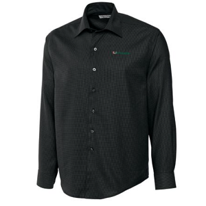 Miami Hurricanes Men's LS Epic Easy Care Dobby Shirt - Black